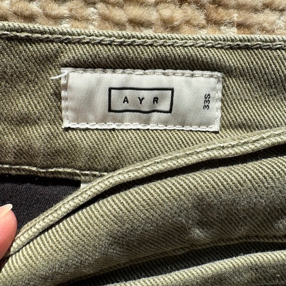 AYR Khaki Green Twill Wide Leg pants - - Picture 3 of 5